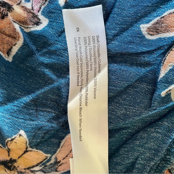 Blue/Turquoise floral summer dress with asymmetrical hemline, size small - Picture 9 of 10